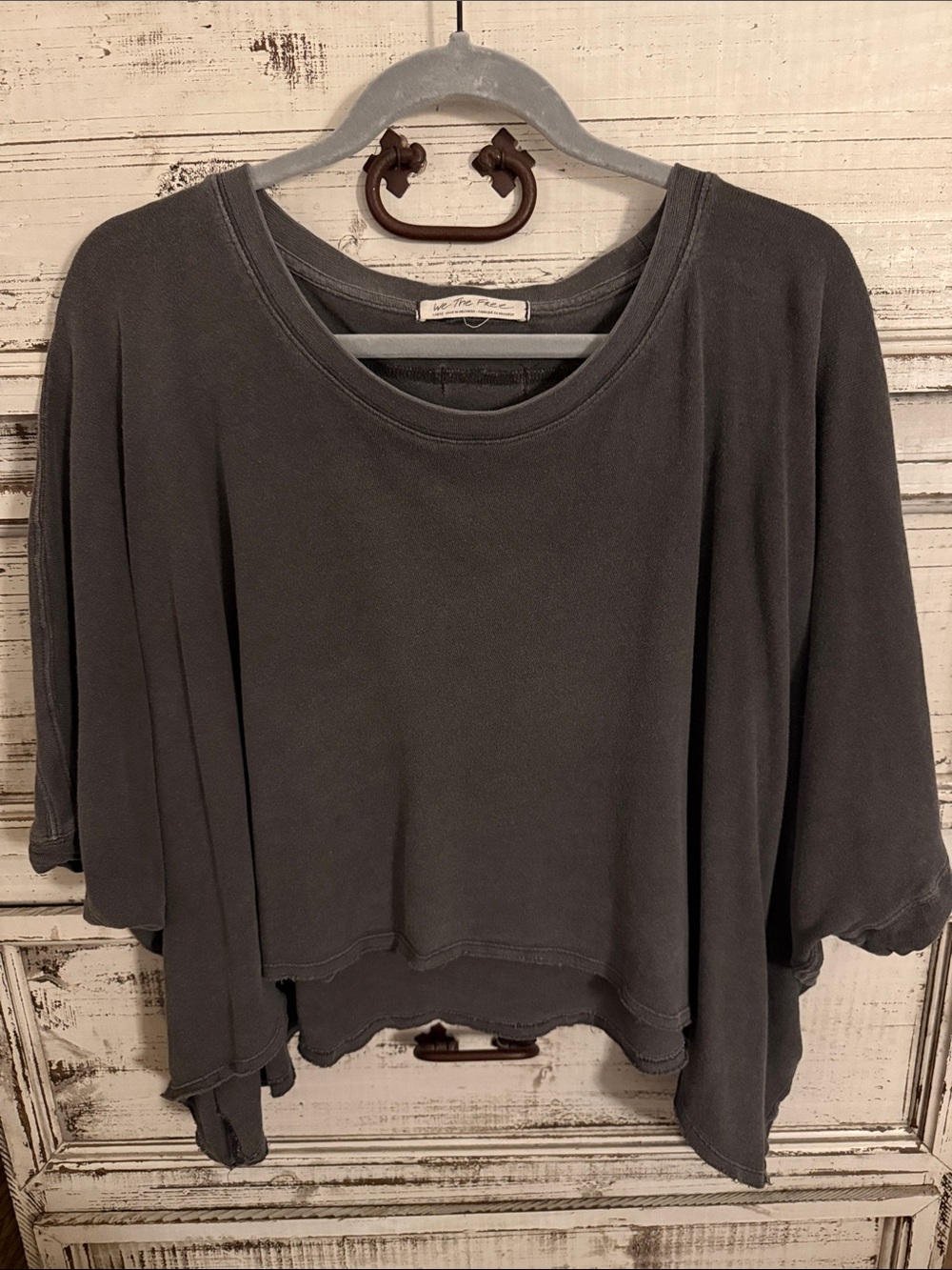 We The Free Washed Charcoal Cropped Tshirt